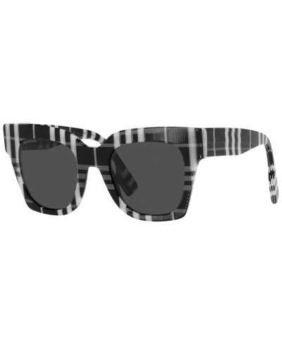 Shop Burberry Women's Sunglasses, Be4364 Kitty 49 In Check White/black