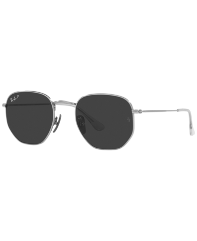 Shop Ray Ban Unisex Titanium Polarized Sunglasses, Rb8148 Hexagonal In Silver-tone