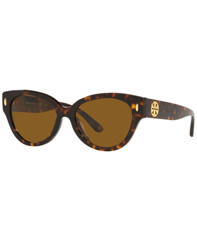 Shop Tory Burch Women's Polarized Sunglasses, Ty7168u 52 In Dark Tortoise
