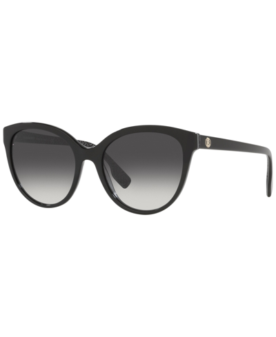 Shop Burberry Women's Low Bridge Fit Sunglasses, Be4365f Betty 57 In Black On Print Tb/crystal