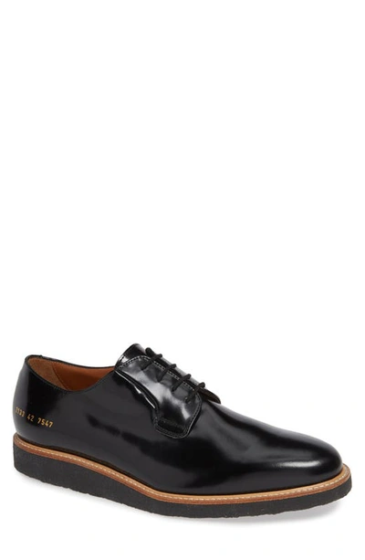 Shop Common Projects Plain Toe Derby In Black Shine