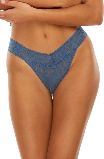 Shop Hanky Panky Daily Lace Original Rise Thong In Storm Cloud Blue