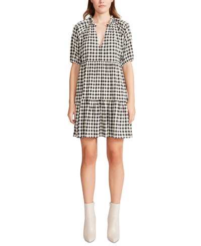 Shop Bb Dakota By Steve Madden Picnic Ready Tiered Gingham Mini Dress In Black