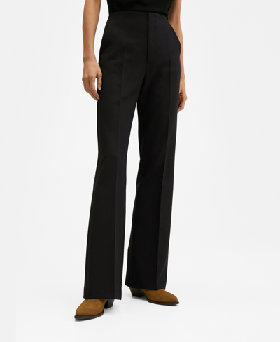 Shop Mango Women's High-waist Straight Pants In Black