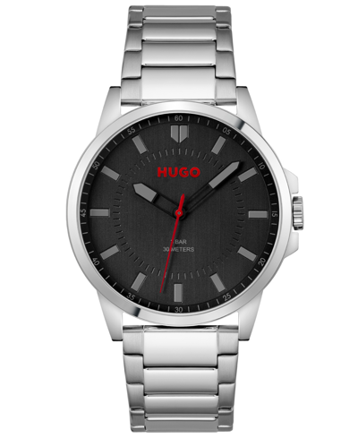 Shop Hugo First Men's Silver-tone Stainless Steel Bracelet Watch 43mm