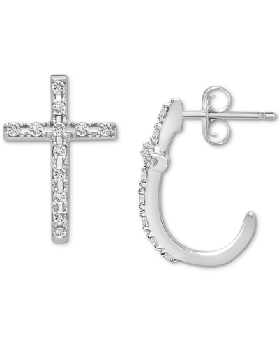 Wrapped Diamond Cross Earrings (1/8 Ct. T.w.) In 14k White Or Yellow Gold, Created For Macy's In Yellow Gold