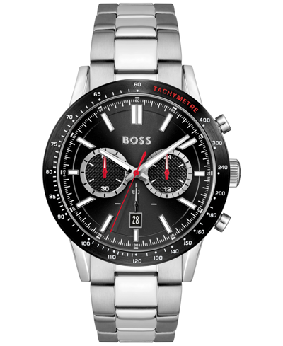 Shop Hugo Boss Allure Men's Chronograph Silver-tone Stainless Steel Bracelet Watch 44mm