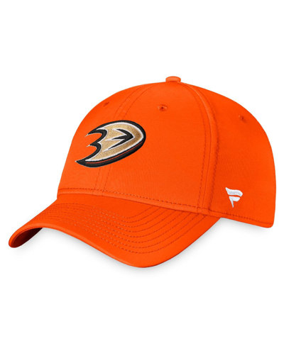 Shop Fanatics Men's Orange Anaheim Ducks Core Primary Logo Flex Hat