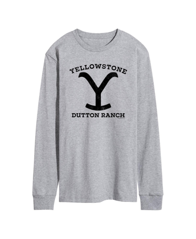 Shop Airwaves Men's Yellowstone Dutton Ranch Y Long Sleeve T-shirt In Gray