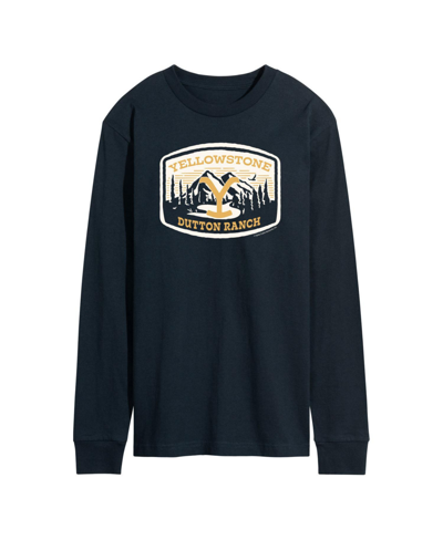 Shop Airwaves Men's Yellowstone Mountain Scene Long Sleeve T-shirt In Blue