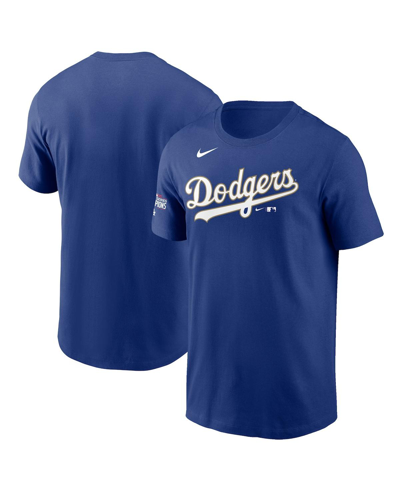 Shop Nike Men's Royal Los Angeles Dodgers 2021 Gold Program Wordmark T-shirt