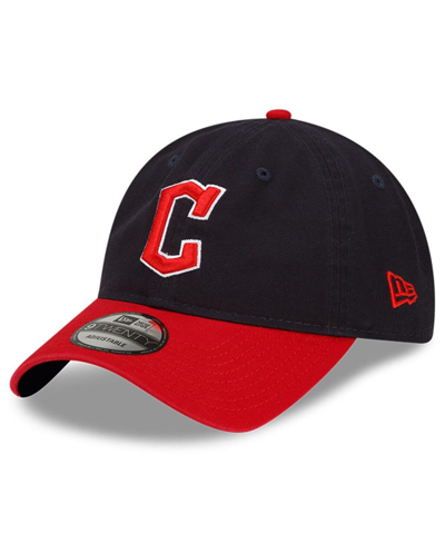 Shop New Era Men's Navy And Red Cleveland Guardians Logo Replica Core Classic 9twenty Adjustable Hat In Navy/red