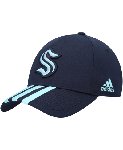 Shop Adidas Originals Men's Navy Seattle Kraken Locker Room Three Stripe Adjustable Hat
