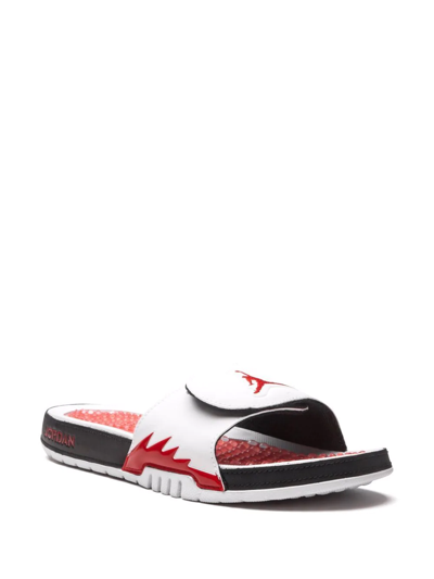 Shop Jordan Hydro 5 Retro "fire Red 5" Slides In White