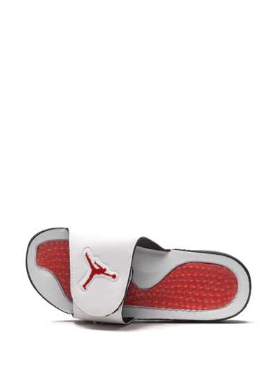 Shop Jordan Hydro 5 Retro "fire Red 5" Slides In White