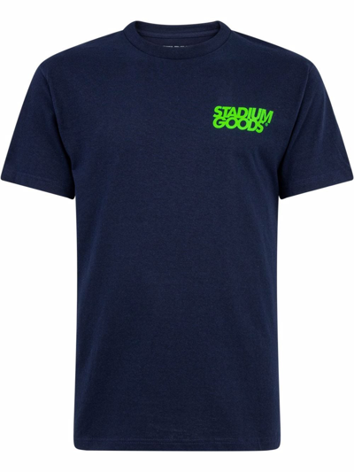 Shop Stadium Goods Big Tilt "navy/green" Logo-print T-shirt In Blue