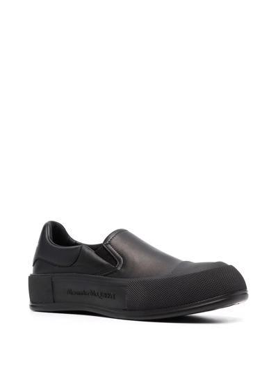 Shop Alexander Mcqueen Deck Slip-on Sneakers In Black