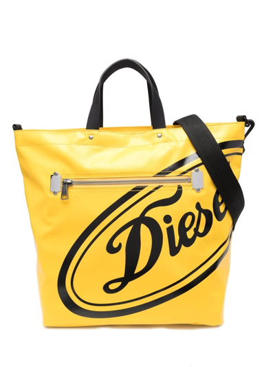 Shop Diesel Logo-print Tote Bag In Gelb
