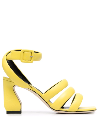 Shop Si Rossi Triple-strap Leather Sandals In Gelb