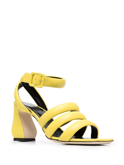 Shop Si Rossi Triple-strap Leather Sandals In Gelb