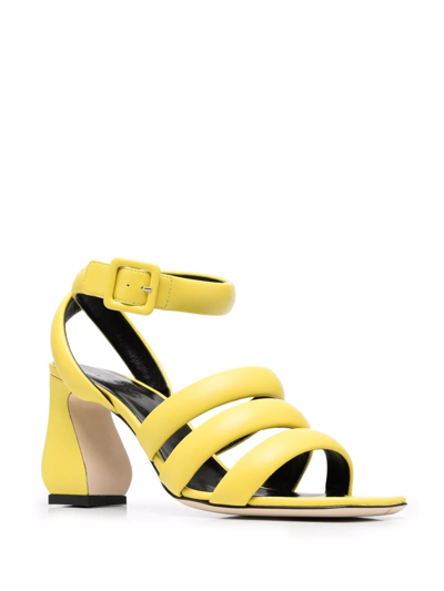 Si Rossi Triple-strap Leather Sandals In Gelb