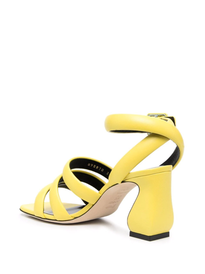 Shop Si Rossi Triple-strap Leather Sandals In Gelb