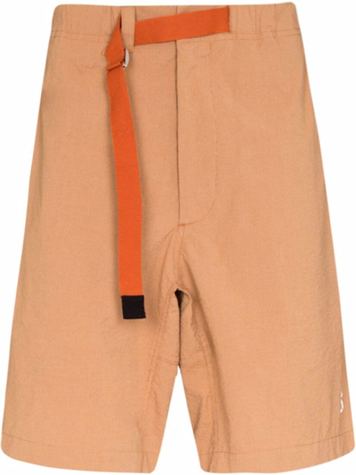 Shop Kenzo Logo-print Belted Shorts In Braun