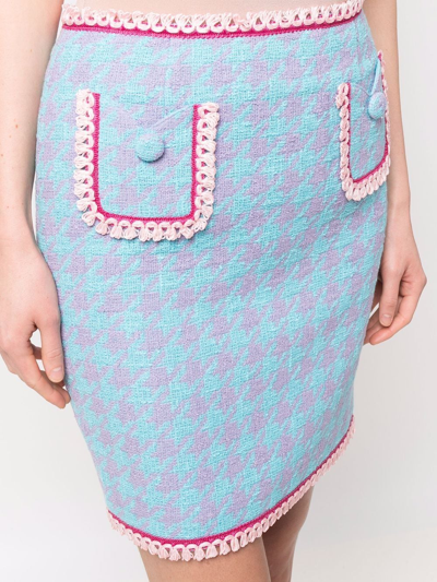Shop Moschino High-waisted Houndstooth Skirt In Blau