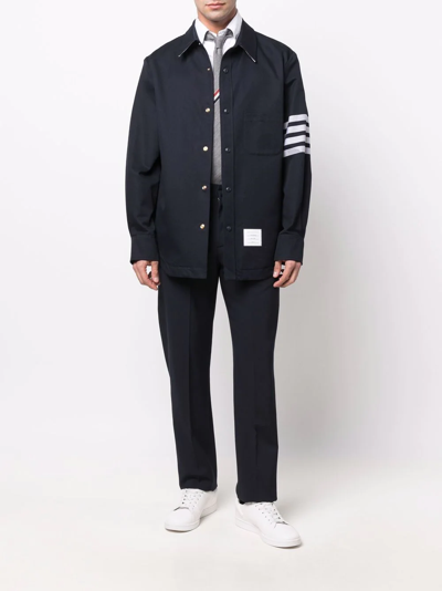 Thom Browne Flannel 4-bar Shirt In Blue