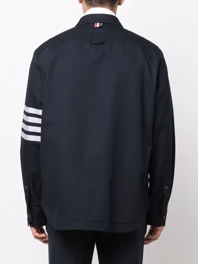 Thom Browne Flannel 4-bar Shirt In Blue