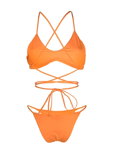 Shop Maygel Coronel Wrap-waist Bikini In Orange