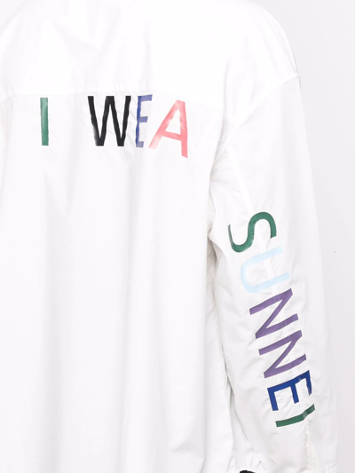 Sunnei Cotton Shirt With Maxi Contrasting Print In Weiss