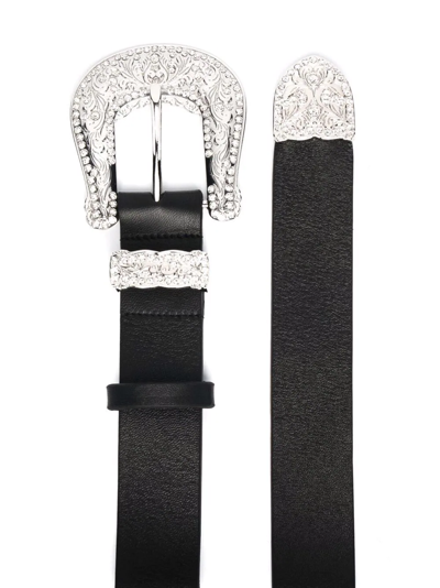 Shop Alexandre Vauthier Embellished-buckle Leather Belt In Black