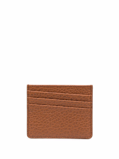 Shop Maison Margiela Four-stitch Leather Card Holder In Brown