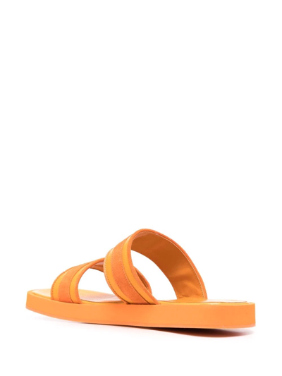 Shop By Far Easy Leather Sandals In Orange