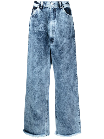 Shop Natasha Zinko Pixel-heart Acid Wash Jeans In Blue