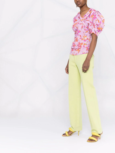 Isabel Marant Printes Madinea Blouse With Asymmetric Sleeves In Rosa