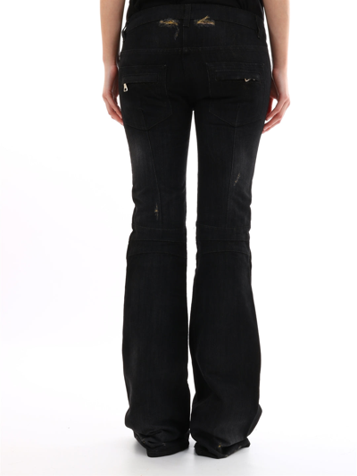 Shop Balmain Flared Jeans Dark Denim In Black