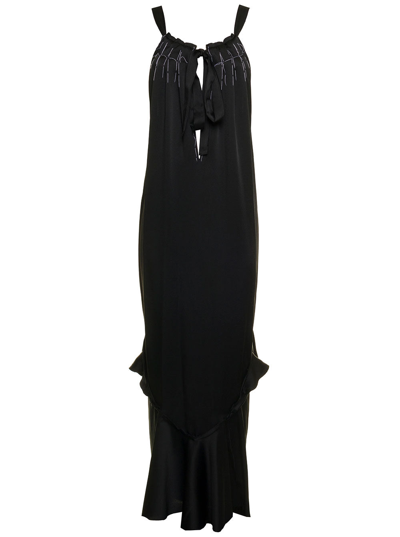 Shop Maison Margiela Ruffled Maxi Dress In Black
