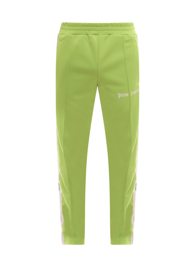 Shop Palm Angels Logo Printed Side Striped Track Pants In Green