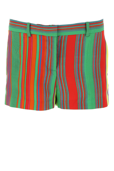 Shop Versace Mid Rise Stripe Printed Shorts In Multi