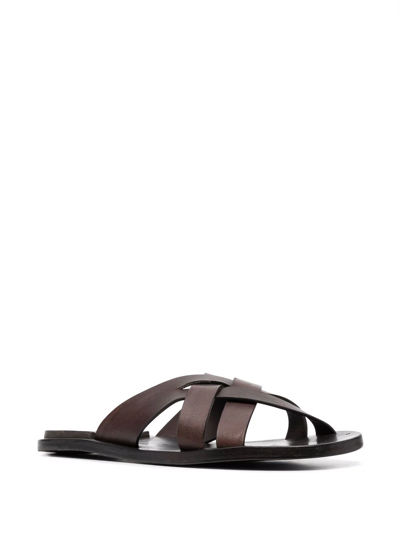 Officine Creative Leather Kontraire Sandals In Braun