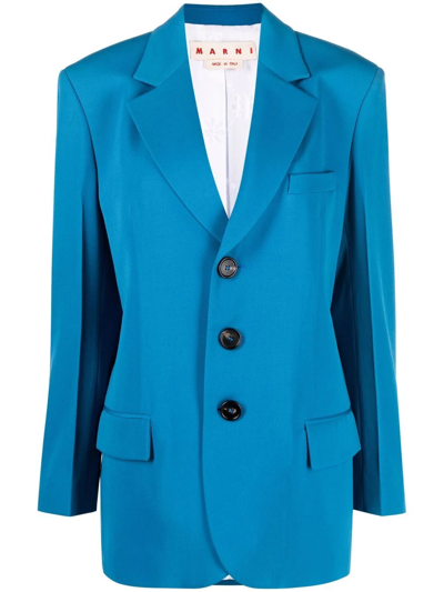 Shop Marni Notched-lapel Single-breasted Blazer In Blue