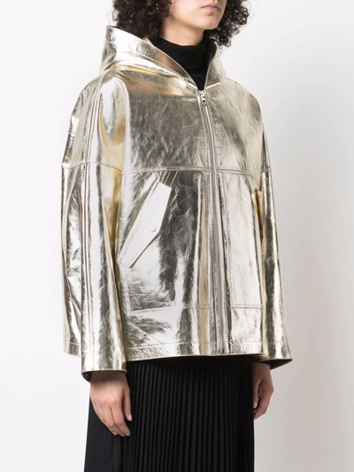Shop Yves Salomon Metallic-effect Hooded Jacket In Gold