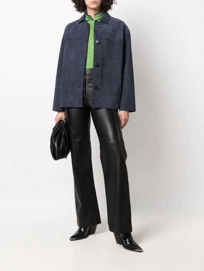 Shop Yves Salomon Button-up Suede Jacket In Blau