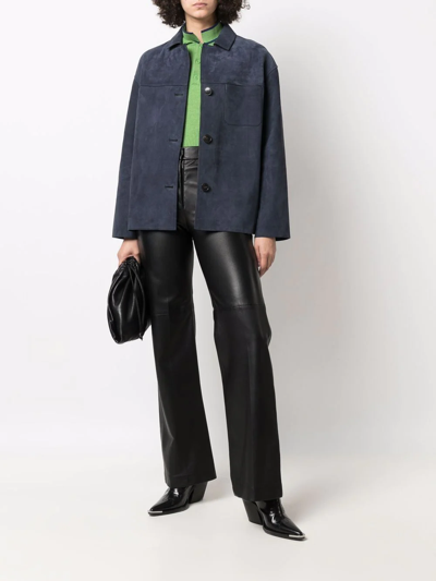 Yves Salomon Button-up Suede Jacket In Blau