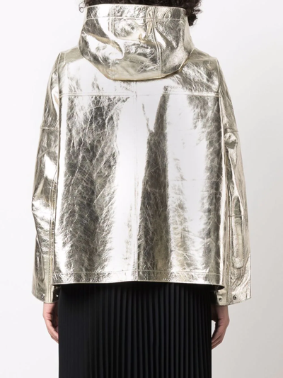 Shop Yves Salomon Metallic-effect Hooded Jacket In Gold
