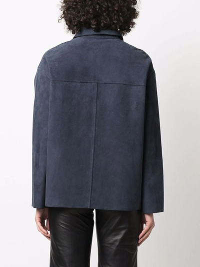 Shop Yves Salomon Button-up Suede Jacket In Blau