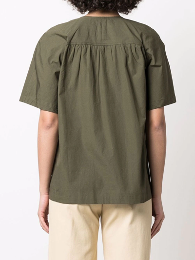 Yves Salomon Button-front Short-sleeved T-shirt In Grün