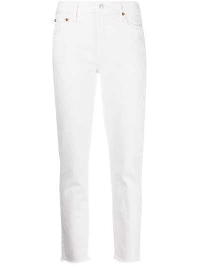 Shop Citizens Of Humanity Ella Slim-leg Cropped Jeans In Weiss